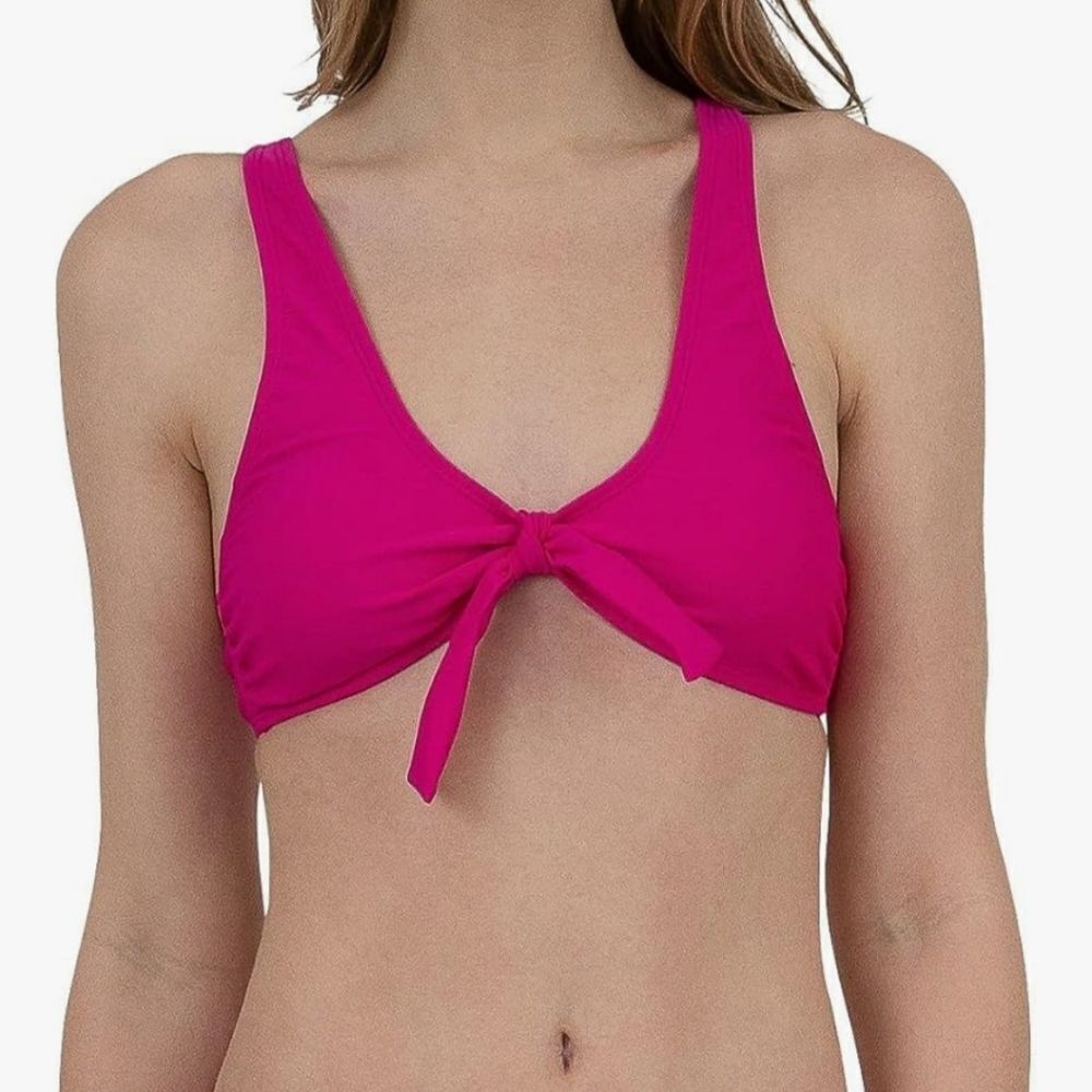 NWOT Cyn & Luca Bailey Pink Tie Front Bikini Top - Size Medium
